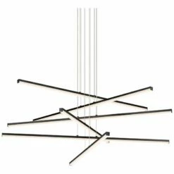 Sonneman Stix 39 1/2"W Satin Black 6-Light LED Pendant -Lighting Sales Shop sonneman stix 39 and one half inchw satin black 6 light led pendant 8p896