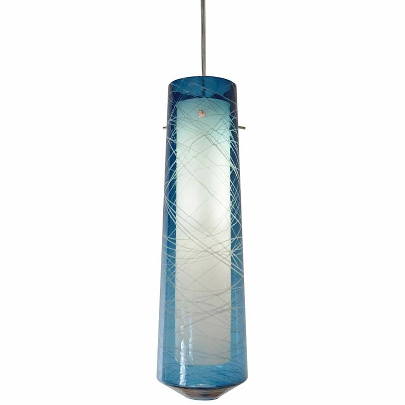 AFX Spun 5"W Satin Nickel LED Mini Pendant With Steel Blue Glass 4 AFX Spun 5"W Satin Nickel LED Mini Pendant With Steel Blue Glass - Image 2