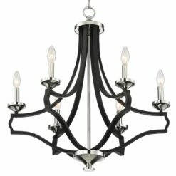 Stiffel Alanna 25 1/4" Black And Polished Nickel 6-Light Chandelier -Lighting Sales Shop stiffel alanna 25 and one quarter inch black and polished nickel 6 light chandelier 93v25views4
