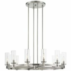 Stiffel Aron 36" Nickel 12-Light Wagon Wheel Ring Chandelier -Lighting Sales Shop stiffel aron 36 inch nickel 12 light wagon wheel ring chandelier 88h35views4