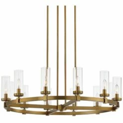 Stiffel Aron 36" Wide Brass 12-Light Wagon Wheel Chandelier -Lighting Sales Shop stiffel aron 36 inch wide brass 12 light wagon wheel chandelier 88h33