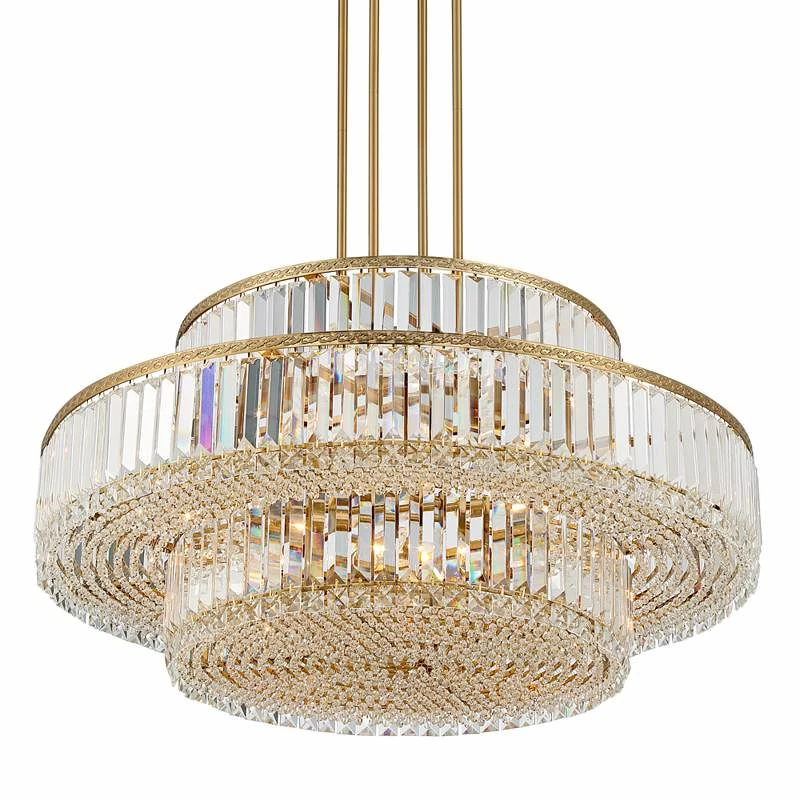 Stiffel Ella 32 1/2" Soft Gold And Crystal 16-Light Three-Tier Pendant 8 Stiffel Ella 32 1/2" Soft Gold And Crystal 16-Light Three-Tier Pendant - Image 6