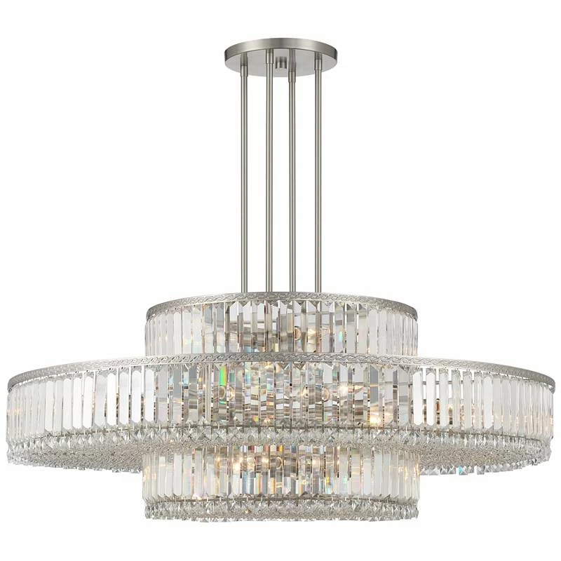 Stiffel Ella 39 3/4"Wide Brushed Nickel Clear Crystal 22-Light Pendant 7 Stiffel Ella 39 3/4"Wide Brushed Nickel Clear Crystal 22-Light Pendant - Image 5