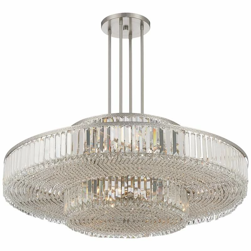 Stiffel Ella 39 3/4"Wide Brushed Nickel Clear Crystal 22-Light Pendant 9 Stiffel Ella 39 3/4"Wide Brushed Nickel Clear Crystal 22-Light Pendant - Image 7