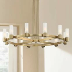 Lighting Sales Shop 34 Stiffel Ennis 48" Wide Antique Brass 12-Light Ring Chandelier