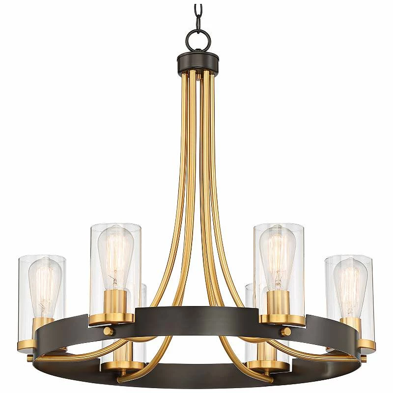 Stiffel Ferrers 26" Wide Dark Bronze And Gold 6-Light Chandelier 5 Stiffel Ferrers 26" Wide Dark Bronze And Gold 6-Light Chandelier - Image 3