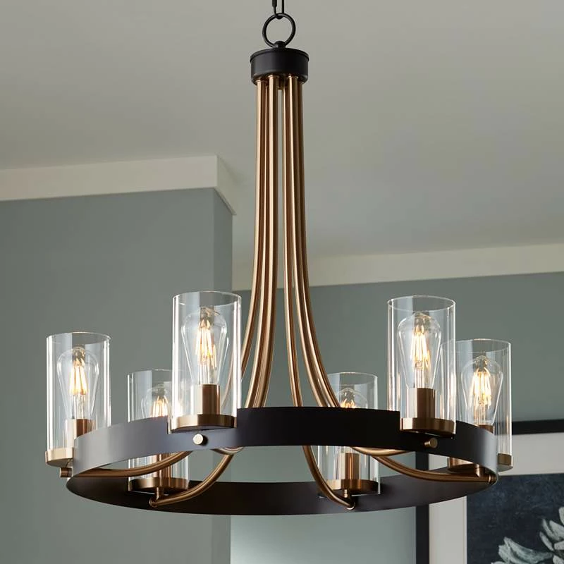 Stiffel Ferrers 26" Wide Dark Bronze And Gold 6-Light Chandelier 4 Stiffel Ferrers 26" Wide Dark Bronze And Gold 6-Light Chandelier - Image 2