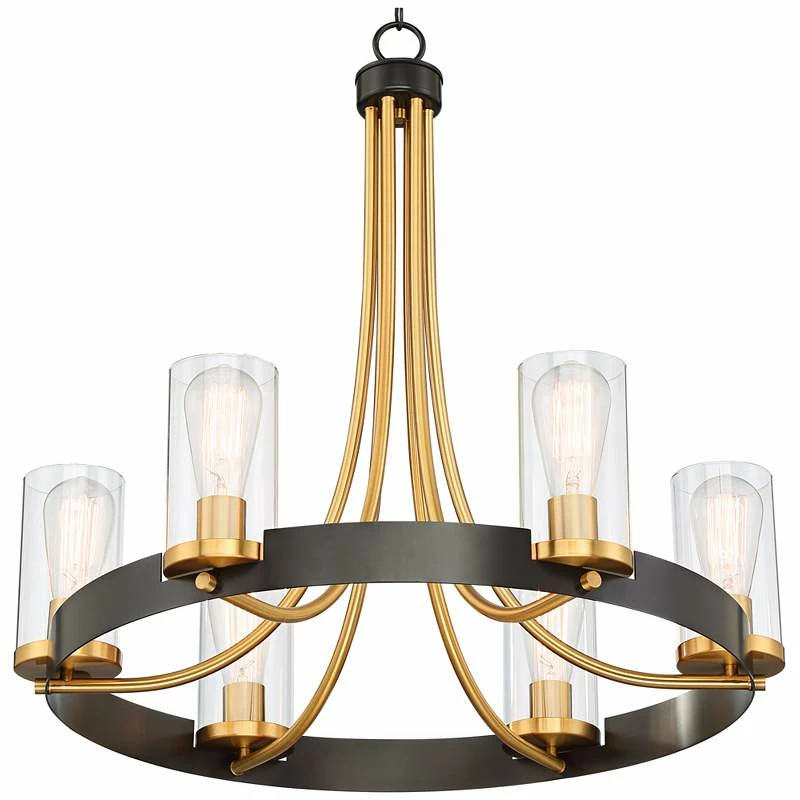 Stiffel Ferrers 26" Wide Dark Bronze And Gold 6-Light Chandelier 6 Stiffel Ferrers 26" Wide Dark Bronze And Gold 6-Light Chandelier - Image 4