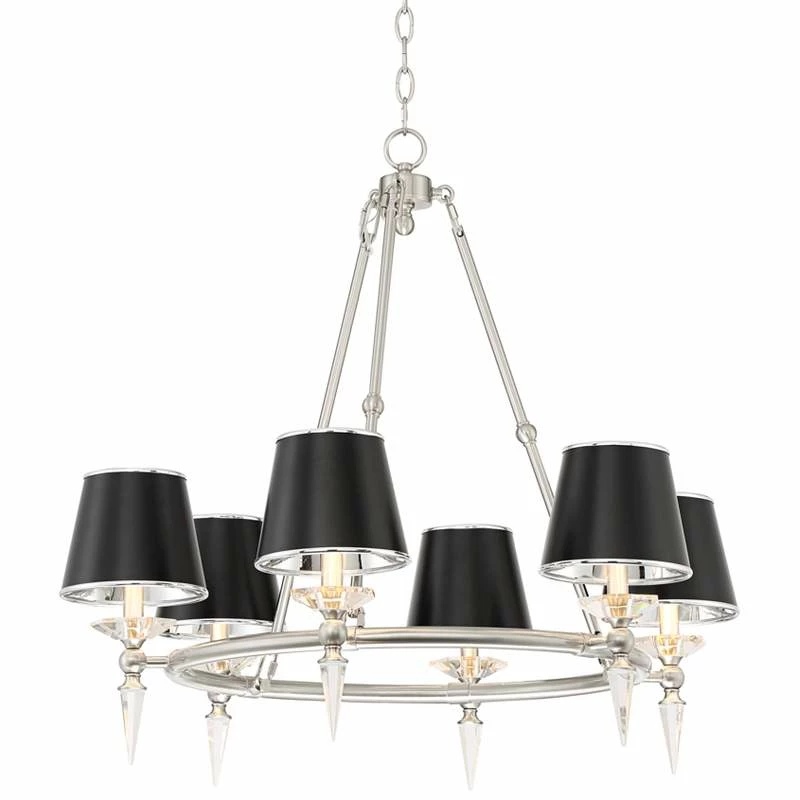 Stiffel Manhattan 30"W Brushed Nickel And Black 6-Light Chandelier 4 Stiffel Manhattan 30"W Brushed Nickel And Black 6-Light Chandelier - Image 2