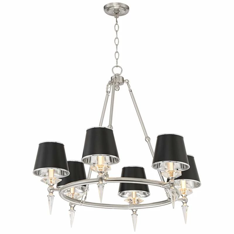Stiffel Manhattan 30"W Brushed Nickel And Black 6-Light Chandelier 9 Stiffel Manhattan 30"W Brushed Nickel And Black 6-Light Chandelier - Image 7