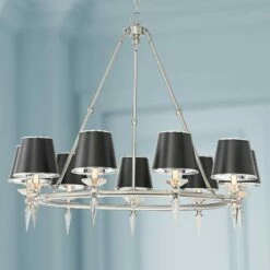 Stiffel Manhattan 37 1/2"W Brushed Nickel And Black 9-Light Chandelier