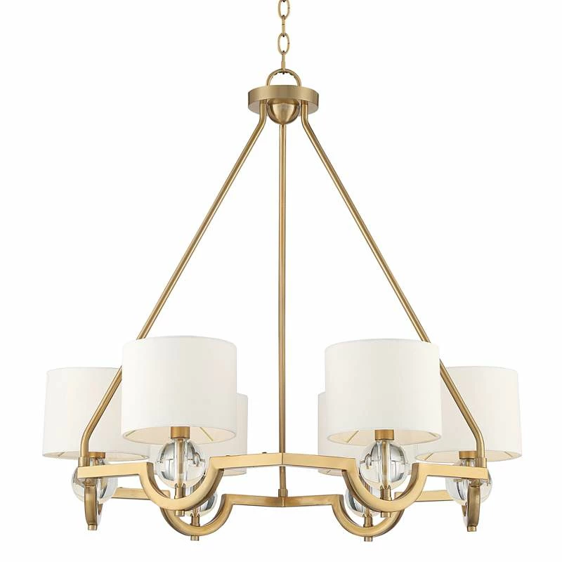 Stiffel Rainey 32 3/4" Wide Brass And Crystal Shaded Luxury Chandelier 4 Stiffel Rainey 32 3/4" Wide Brass And Crystal Shaded Luxury Chandelier - Image 2