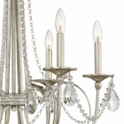 Strand 28" Wide Silver Leaf 6-Light Chandelier -Lighting Sales Shop strand 28 inch wide silver leaf 6 light chandelier 9h382views1