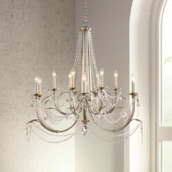 Strand 46" Wide Silver Leaf 12-Light Chandelier