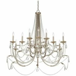 Strand 46" Wide Silver Leaf 12-Light Chandelier -Lighting Sales Shop strand 46 inch wide silver leaf 12 light chandelier 9h385views2