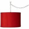 Swag Style 13 1/2" Wide Red Textured Faux Silk Plug-In Chandelier -Lighting Sales Shop swag style 13 and one half inch wide red textured faux silk plug in chandelier 9v429