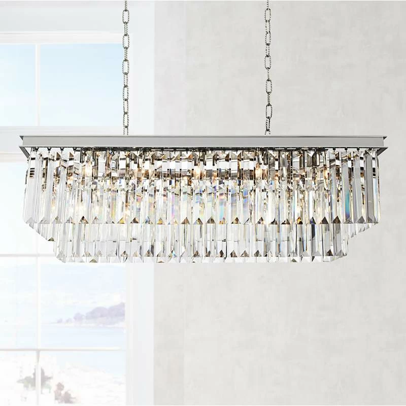 Sydney 40"W Nickel And Crystal Kitchen Island Light Pendant 3 Sydney 40"W Nickel And Crystal Kitchen Island Light Pendant