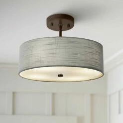 Textile™ Classic 14"W Bronze Gray Drum Pendant Light