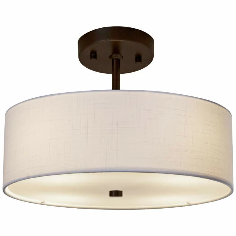 Textile™ Classic 14"W Bronze White Drum Pendant Light 4 Textile™ Classic 14"W Bronze White Drum Pendant Light - Image 2