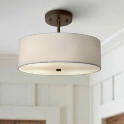 Textile™ Classic 14"W Bronze White Drum Pendant Light