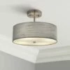 Textile™ Classic 14"W Nickel Gray Drum Pendant Light -Lighting Sales Shop textile classic 14 inchw nickel gray drum pendant light 85v80cropped