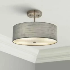 Textile™ Classic 14"W Nickel Gray Drum Pendant Light