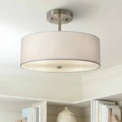 Textile™ Classic 14"W Nickel White Drum Pendant Light