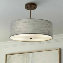Textile™ Classic 18"W Bronze Gray Drum Pendant Light