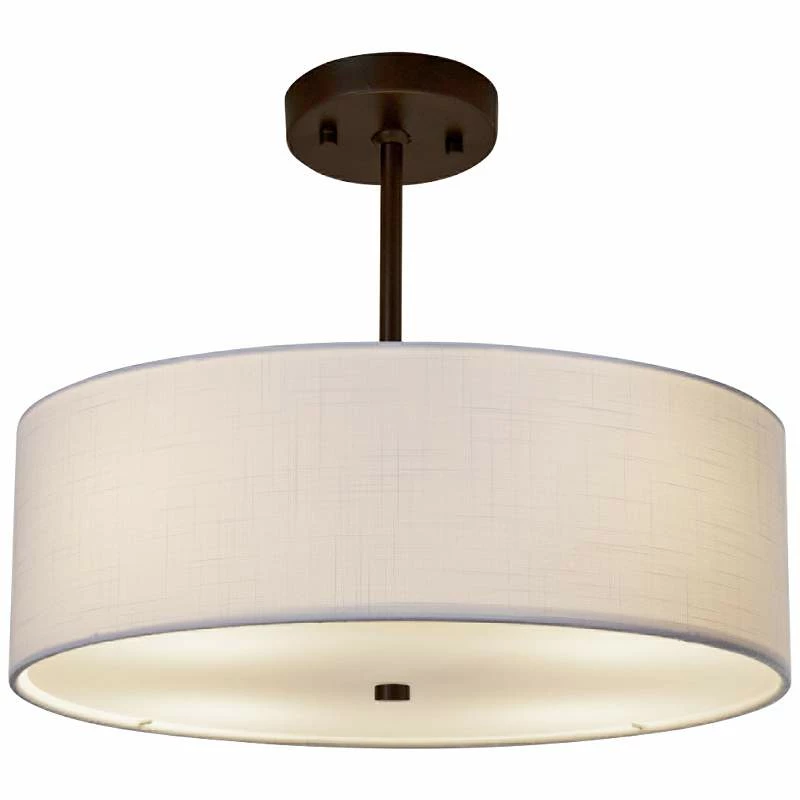 Textile™ Classic 18"W Bronze White Drum Pendant Light 4 Textile™ Classic 18"W Bronze White Drum Pendant Light - Image 2