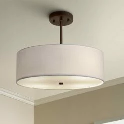 Textile™ Classic 18"W Bronze White Drum Pendant Light