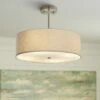 Textile™ Classic 18"W Nickel Cream Drum Pendant Light