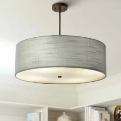 Textile™ Classic 24"W Bronze Gray Drum Pendant Light