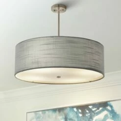 Textile™ Classic 24"W Nickel Gray Drum Pendant Light