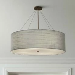 Textile™ Classic 36"W Bronze Gray Drum Pendant Light