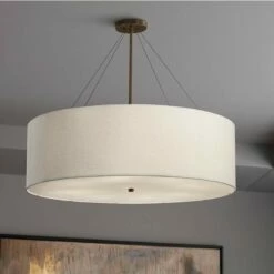 Textile™ Classic 36"W Bronze White Drum Pendant Light