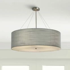 Textile™ Classic 36"W Nickel Gray Drum Pendant Light