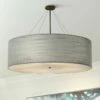 Textile™ Classic 48"W Bronze Gray Drum Pendant Light -Lighting Sales Shop textile classic 48 inchw bronze gray drum pendant light 85v03cropped