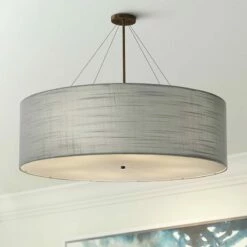 Textile™ Classic 48"W Bronze Gray Drum Pendant Light