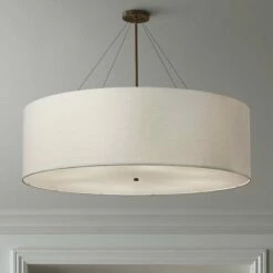 Textile™ Classic 48"W Bronze White Drum Pendant Light
