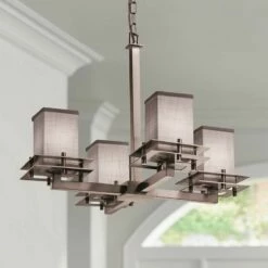 Textile™ 25" Wide Nickel Gray 4-Light LED Chandelier