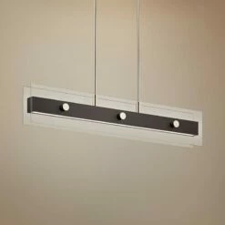 Tig 43 1/2" Wide Walnut LED Kitchen Island Light Chandelier