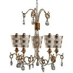 Tivoli 30"W Cream Patina Striped Silver 5-Light Chandelier