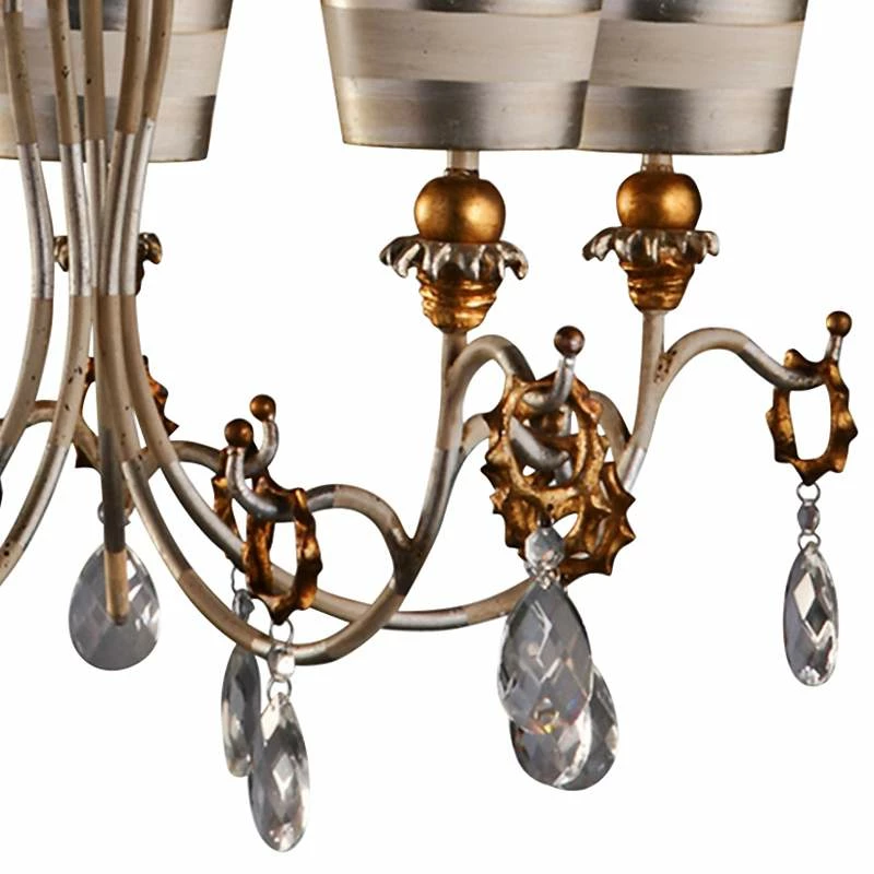 Tivoli 30"W Cream Patina Striped Silver 5-Light Chandelier 4 Tivoli 30"W Cream Patina Striped Silver 5-Light Chandelier - Image 2
