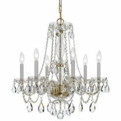 Traditional Crystal 23"W Polished Brass 6-Light Chandelier 6 Traditional Crystal 23"W Polished Brass 6-Light Chandelier -Lighting Sales Shop traditional crystal 23 inchw polished brass 6 light chandelier 68n06