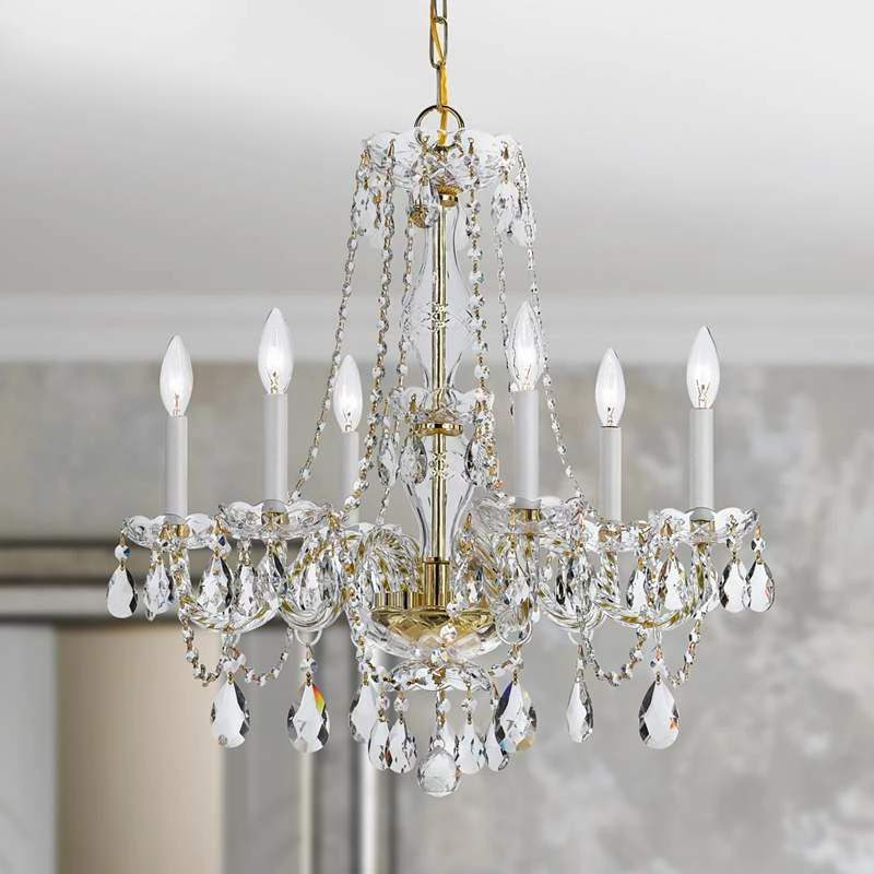 Traditional Crystal 23"W Polished Brass 6-Light Chandelier 3 Traditional Crystal 23"W Polished Brass 6-Light Chandelier