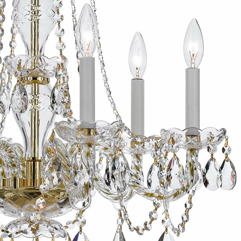 Traditional Crystal 23"W Polished Brass 6-Light Chandelier 5 Traditional Crystal 23"W Polished Brass 6-Light Chandelier - Image 3