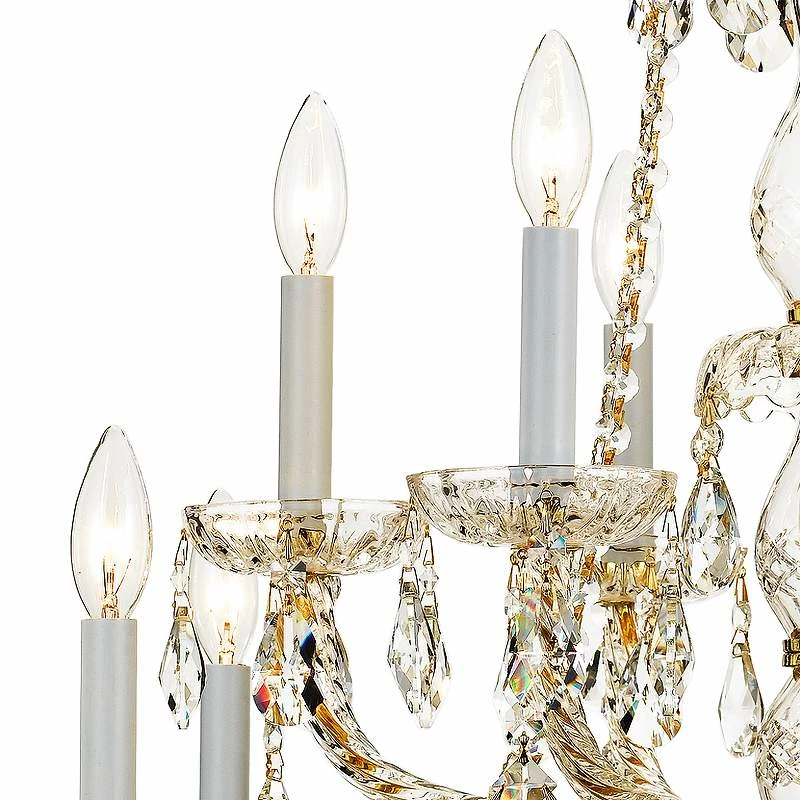 Traditional Crystal 31"W 12-Light Polished Brass Chandelier 5 Traditional Crystal 31"W 12-Light Polished Brass Chandelier - Image 3