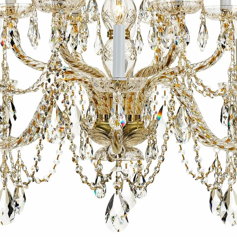 Traditional Crystal 31"W 12-Light Polished Brass Chandelier 6 Traditional Crystal 31"W 12-Light Polished Brass Chandelier - Image 4