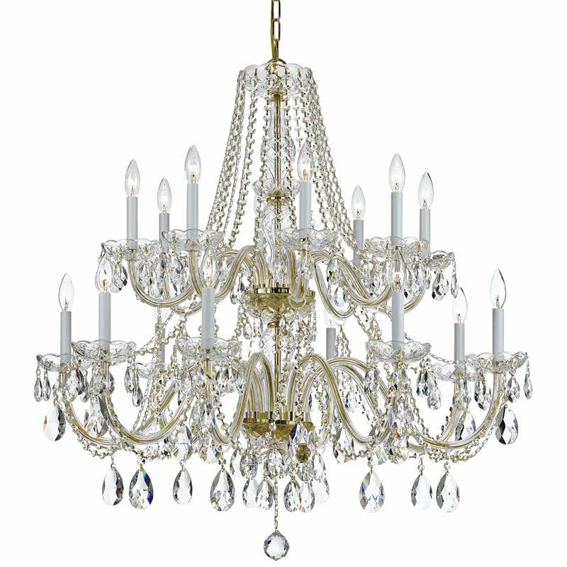 Traditional Crystal 37"W Polished Brass 16-Light Chandelier 4 Traditional Crystal 37"W Polished Brass 16-Light Chandelier - Image 2
