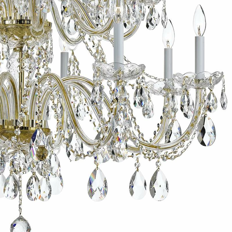 Traditional Crystal 37"W Polished Brass 16-Light Chandelier 5 Traditional Crystal 37"W Polished Brass 16-Light Chandelier - Image 3